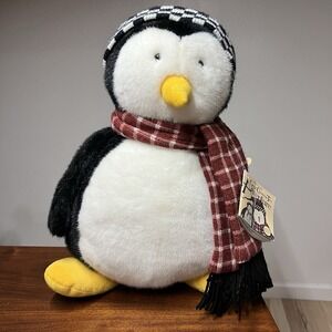 NWT 18" Vintage Hugsy Debbie Mumm Penguin Plush 1998 Christmas Book Mervyns